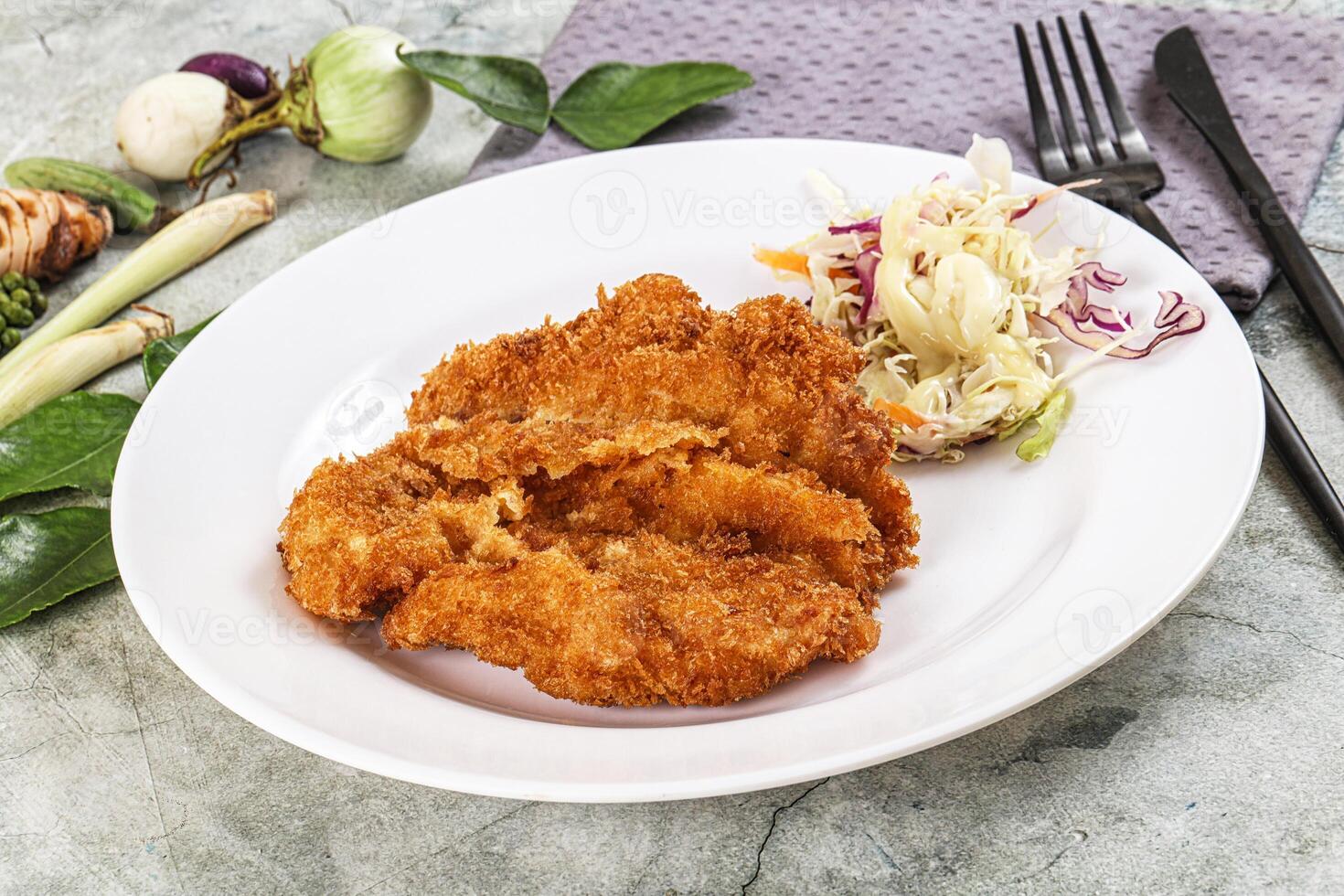 Tonkatsu fried cutlet with cabbage photo