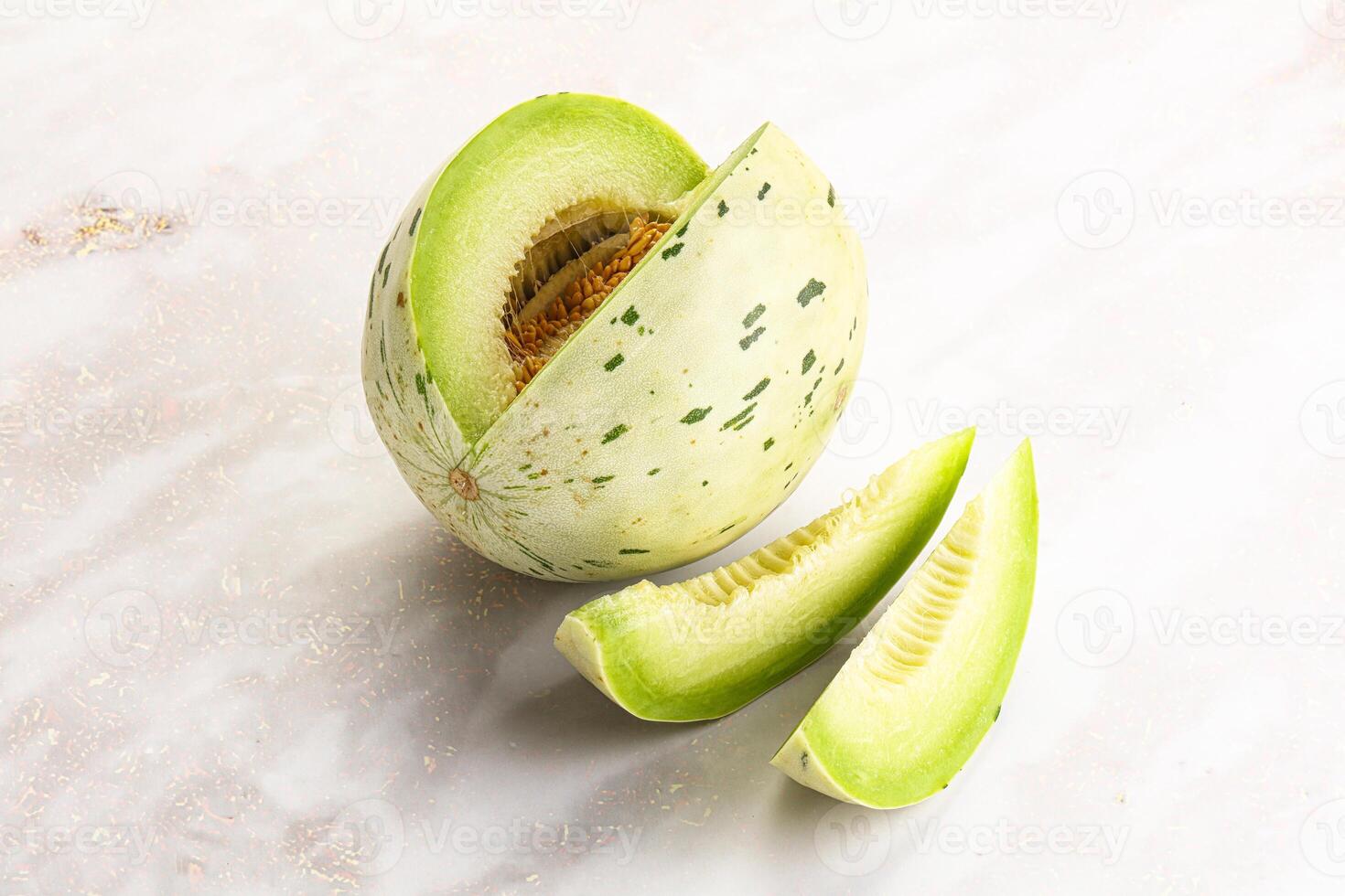 Ripe sweet and juicy dalmatian melon photo