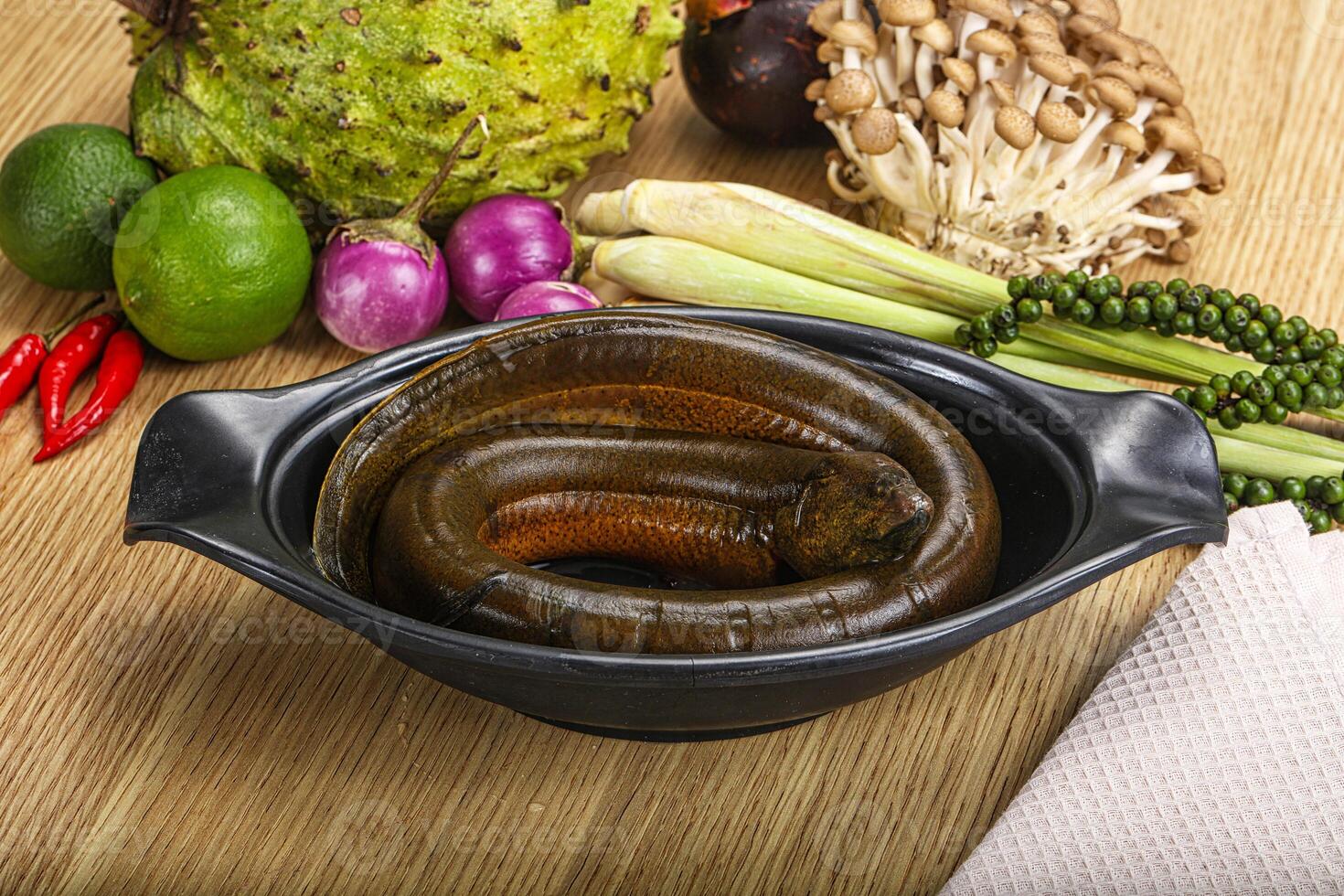 Fresh raw uncooked eel for grill photo