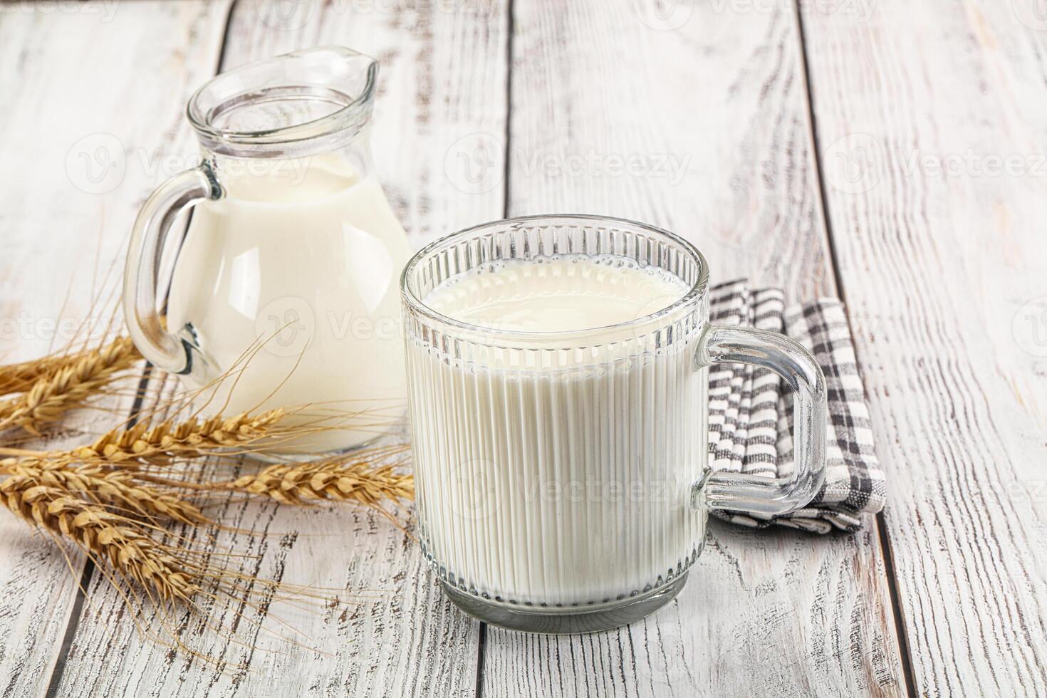Organic milk in the glass photo