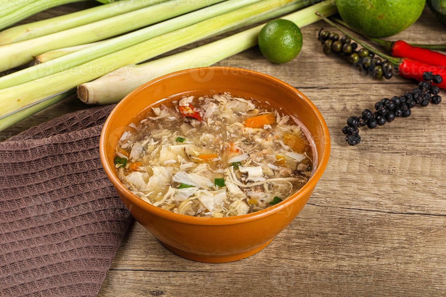Asian gourmet crab soup with spices photo