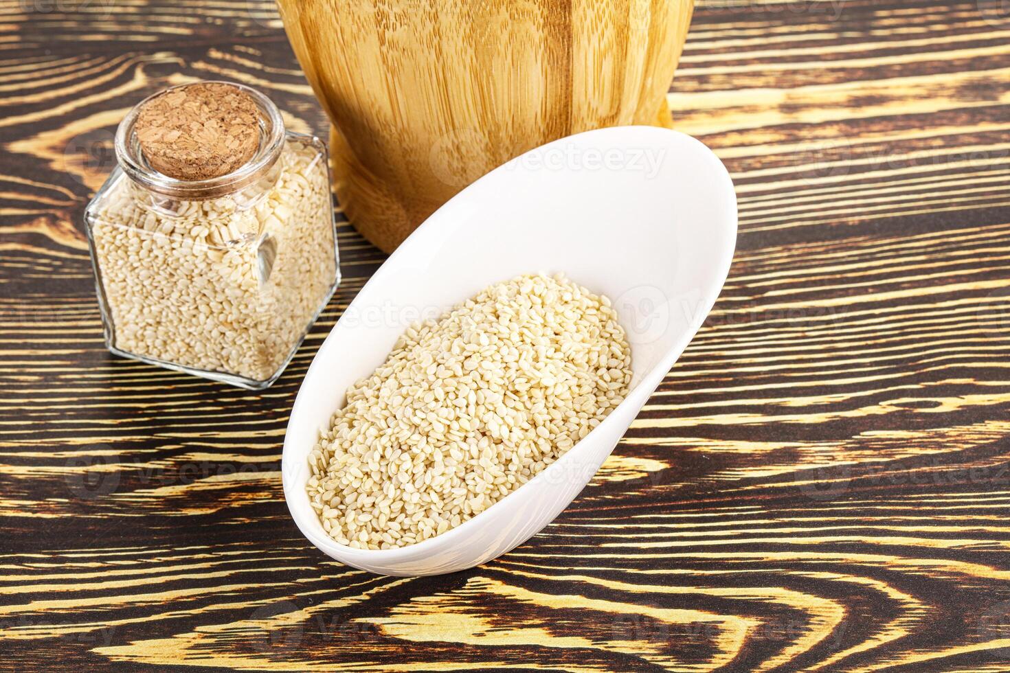 Sesame seeds heap in the bowl photo