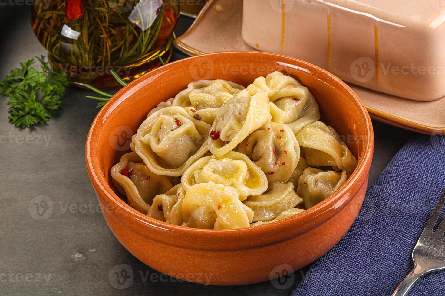 Russian homemade dumplings with meat photo