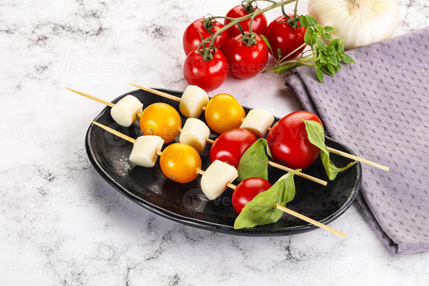 Italian caprese salad kebab stick photo