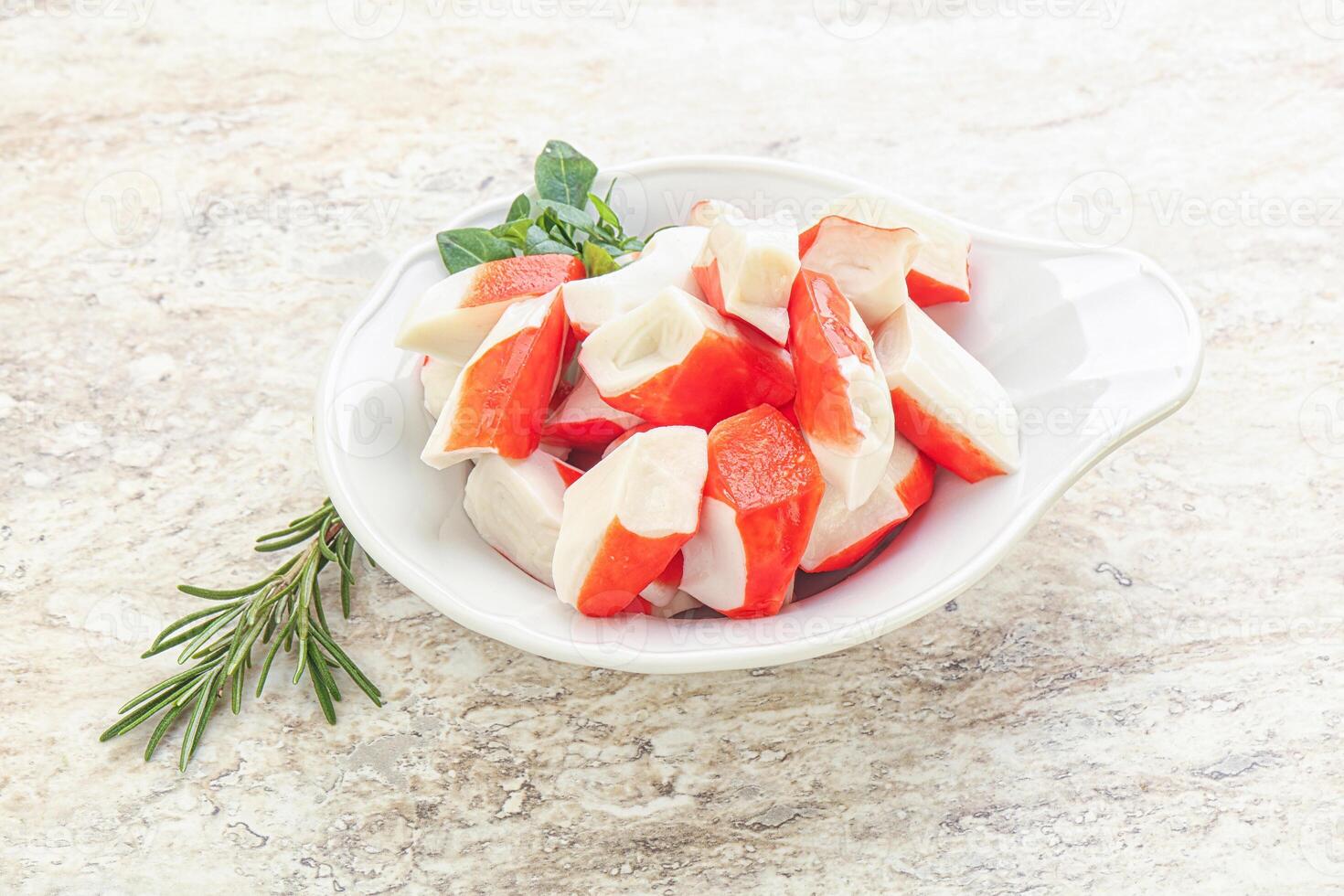 Crab meat surimi in the bowl photo