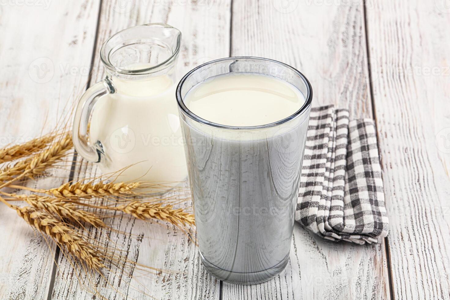 Organic milk in the glass photo