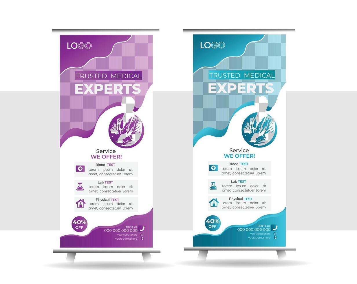Creative medical Roll up banner design vector