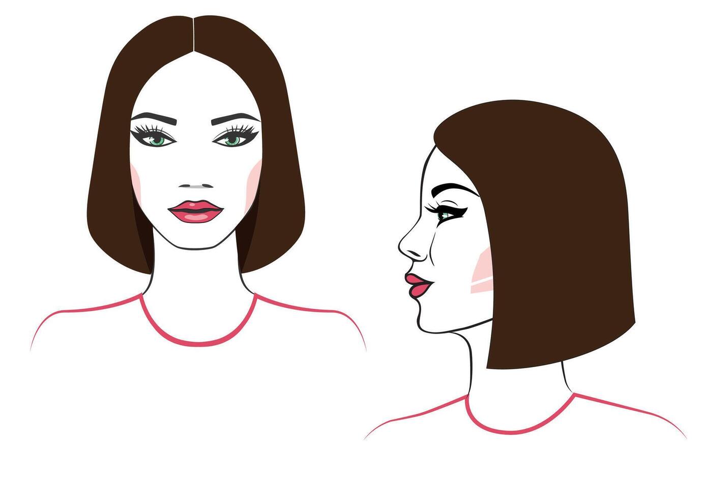 Portrait of a elegant lady with brown hair vector