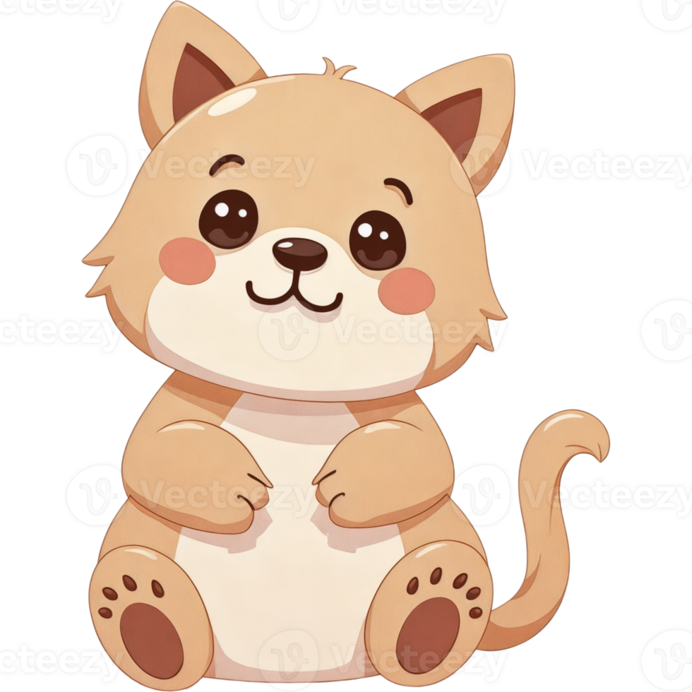 A cute cartoon cat sitting on its back png