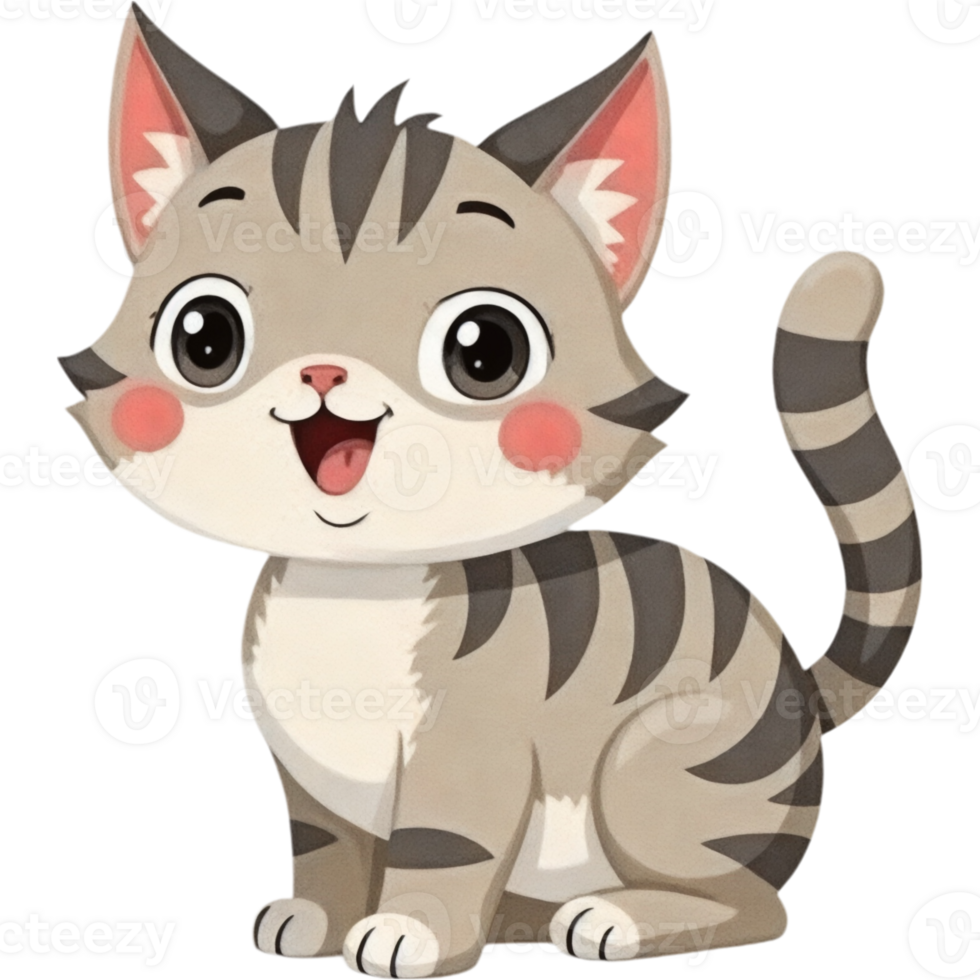 A cartoon cat with a big smile png