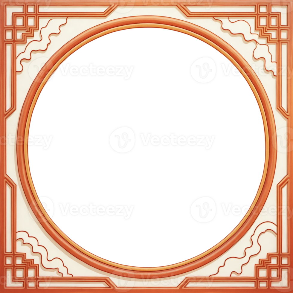 An orange and white frame with a chinese design png