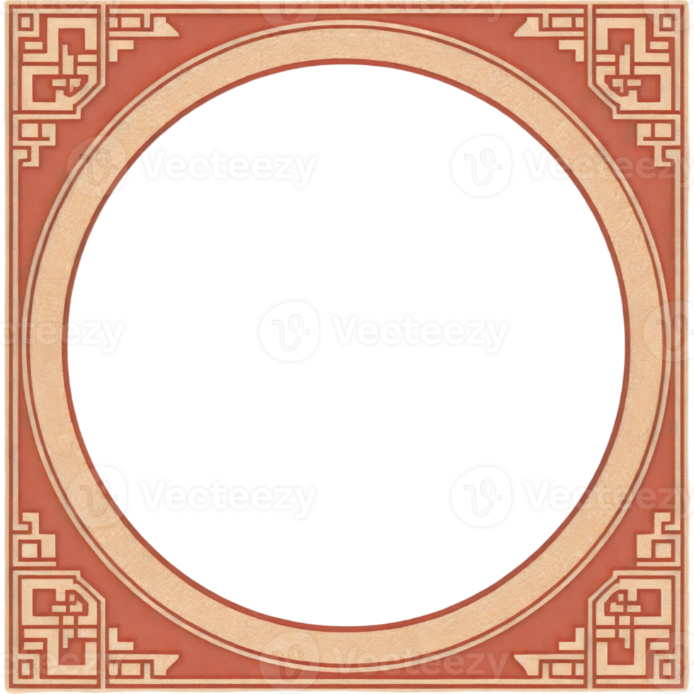 A round frame with a chinese design png