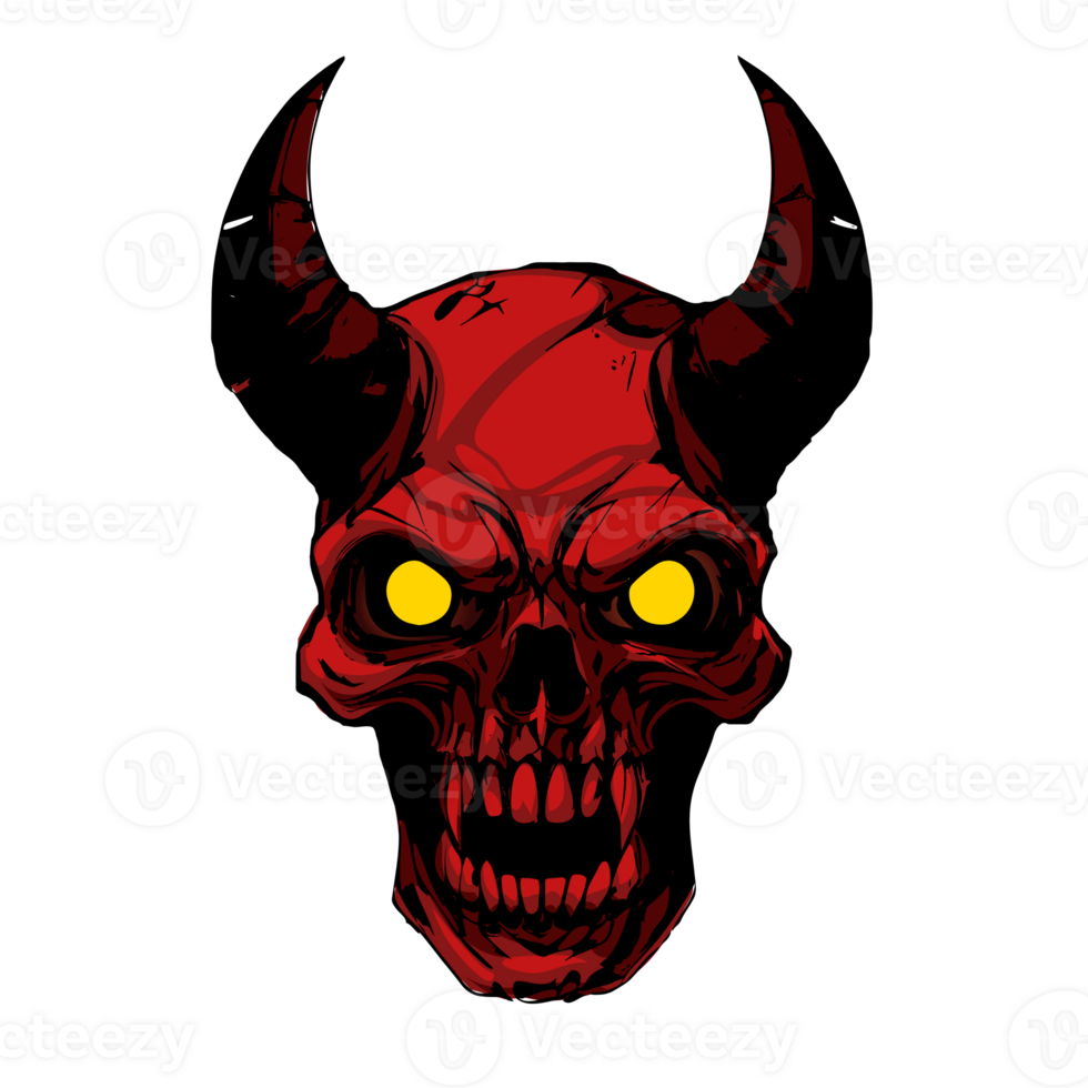 Demon face, comic style for your infernal graphics on halloween, or character for games png