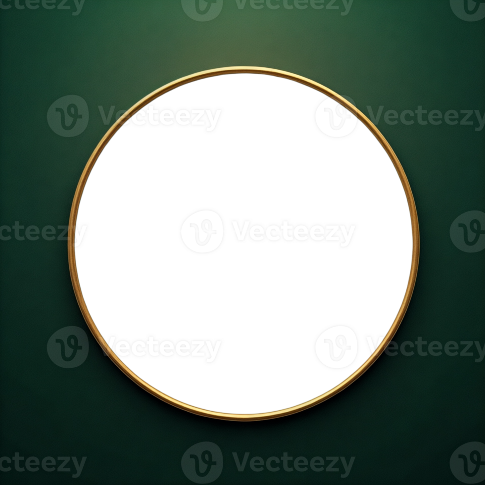 Golden circle frame on green background png
