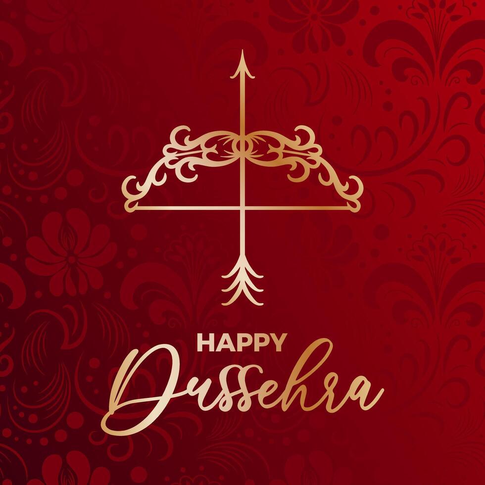Join in the celebration of Dussehra with this stunning design that showcases traditional motifs and heartfelt greetings. Hindu festival at the end of Navratri illustration. website, poster, postcards vector