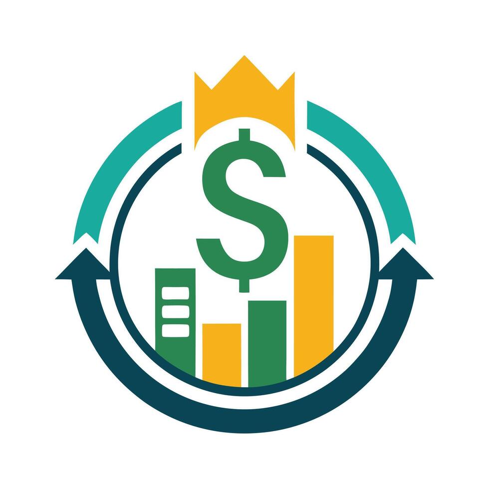 Accounting logo graph with dollar sign icon badge vector