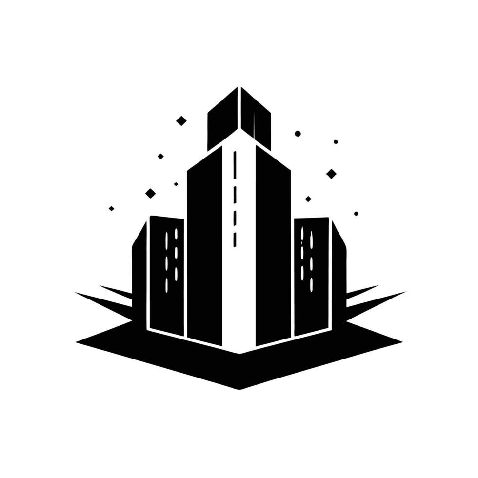 Building Icon Logo Style Silhouette vector