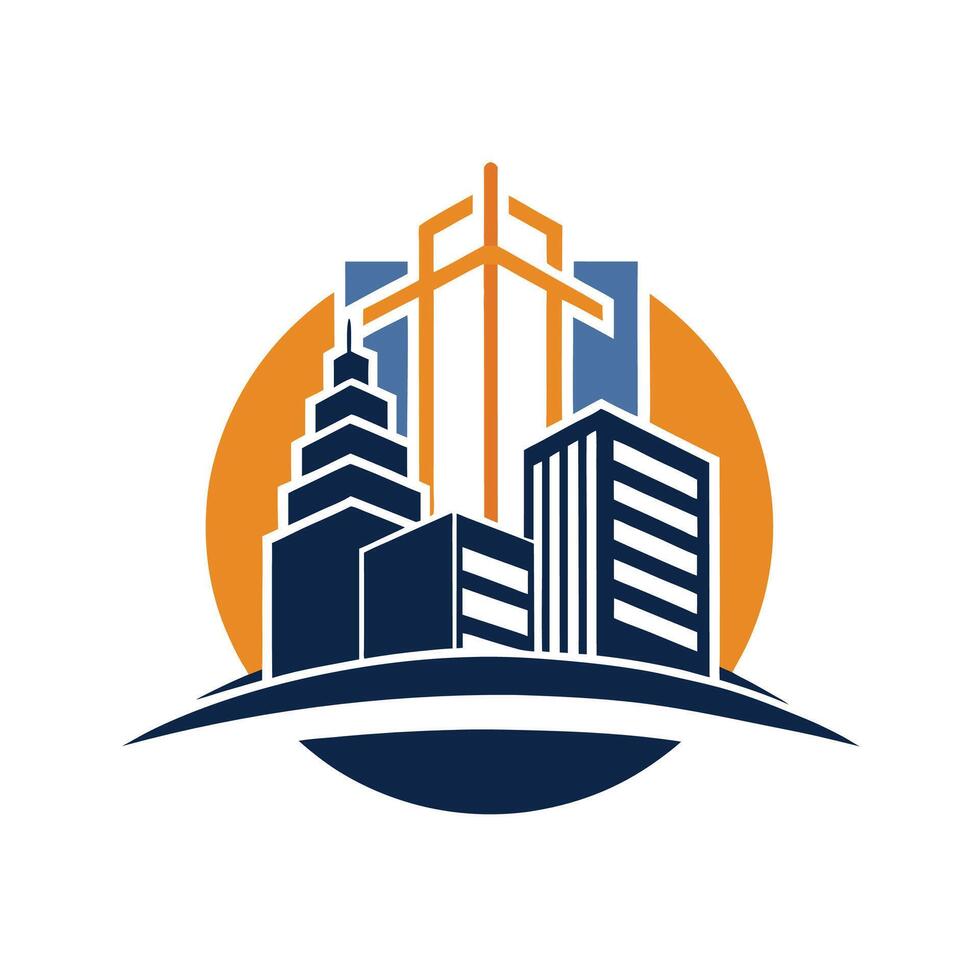 Abstract building logo icon colorful construction modern building vector