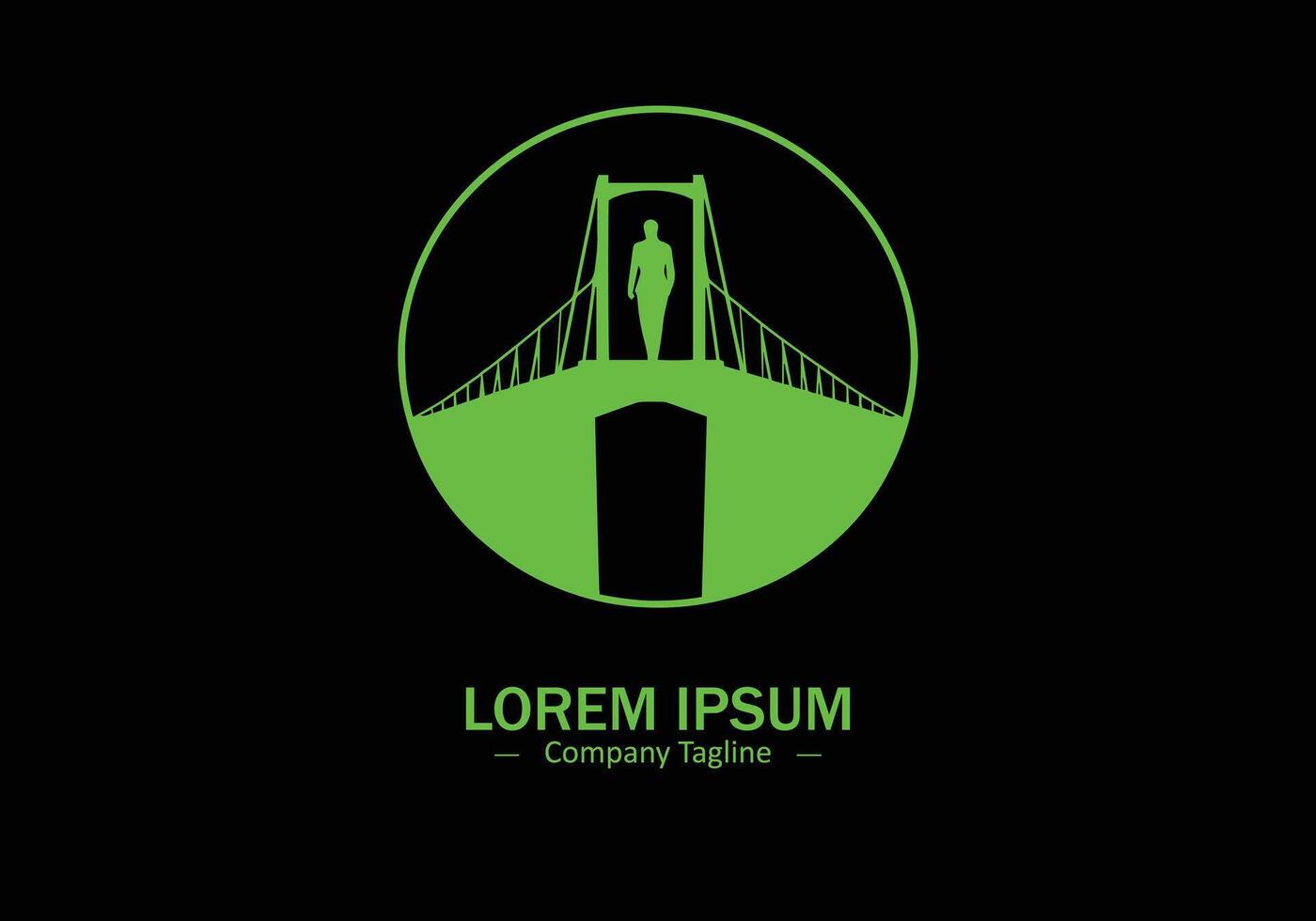 Logo of Bridge icon design silhouette style on black background vector