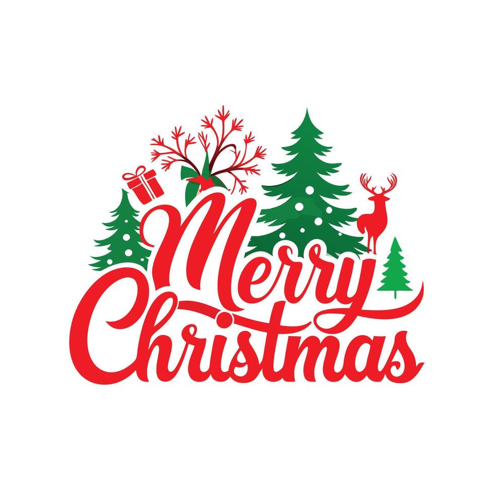 Spread Holiday Cheer with Merry Christmas Typography A Christmas Day Concept Full of Festive Decorations Gifts vector