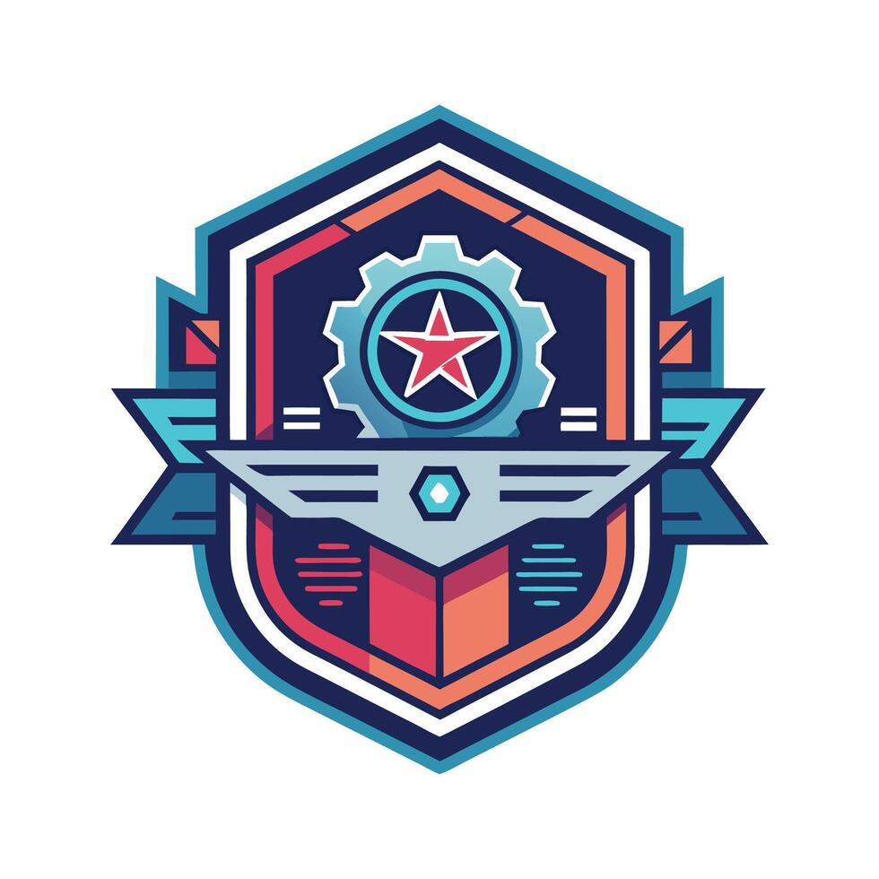 Abstract technology mascot badge logo icon isolated vector