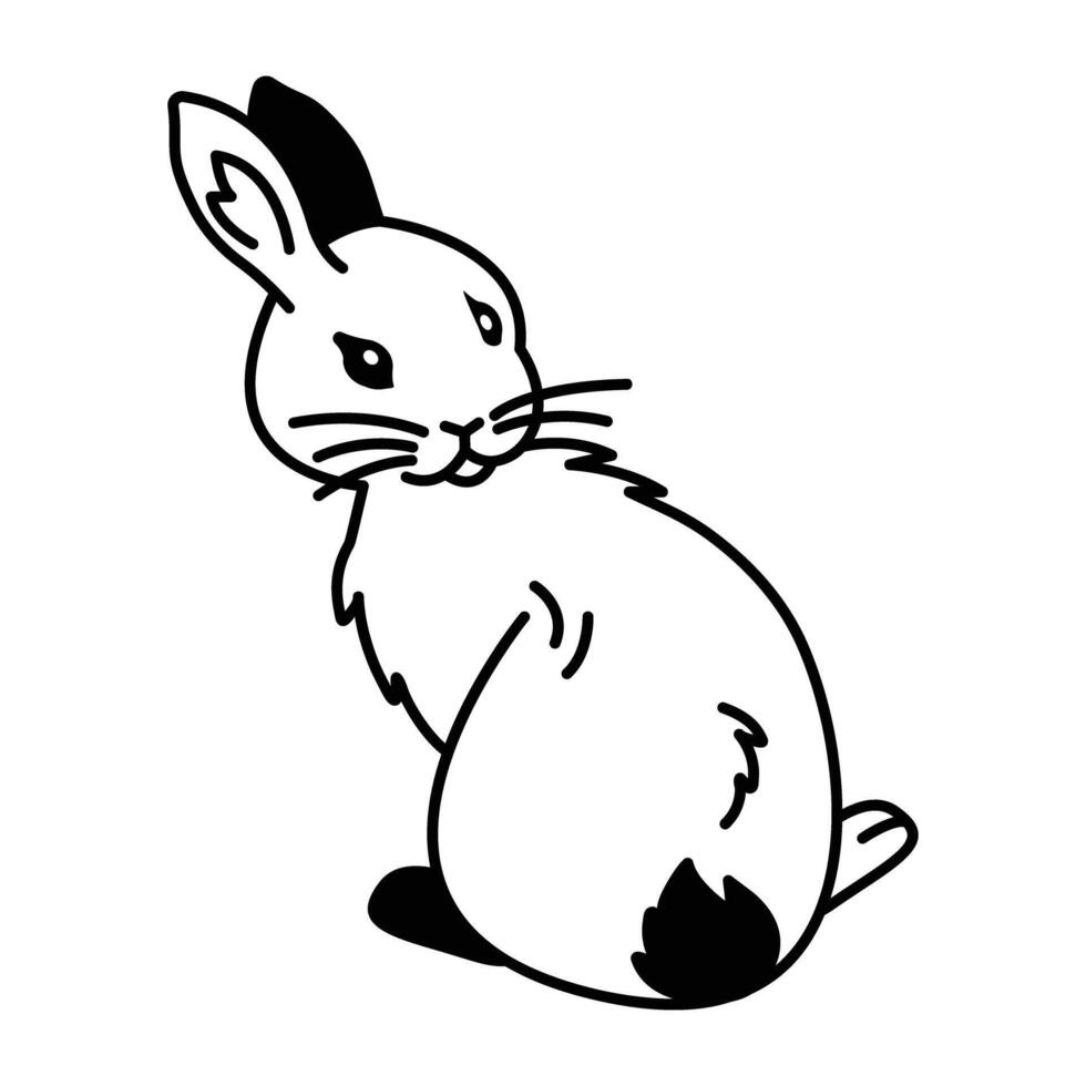 Hand drawn icon of naughty bunny vector