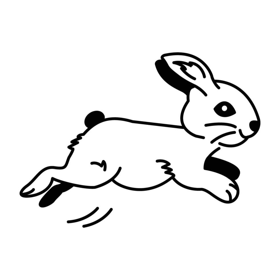 Drawing style icon of cute jumping hare vector