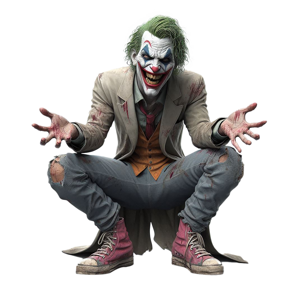 A scary funny Halloween joker in a mask that says zombie on it. png