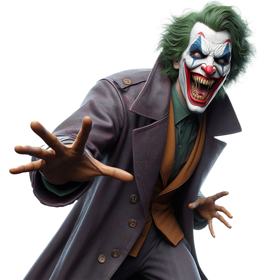 A Halloween scare and a funny joker with a mask that says, clown. png