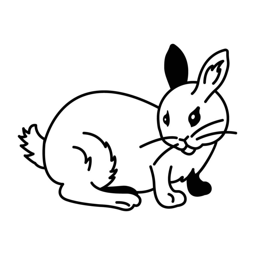 Cute hare icon in doodle style vector