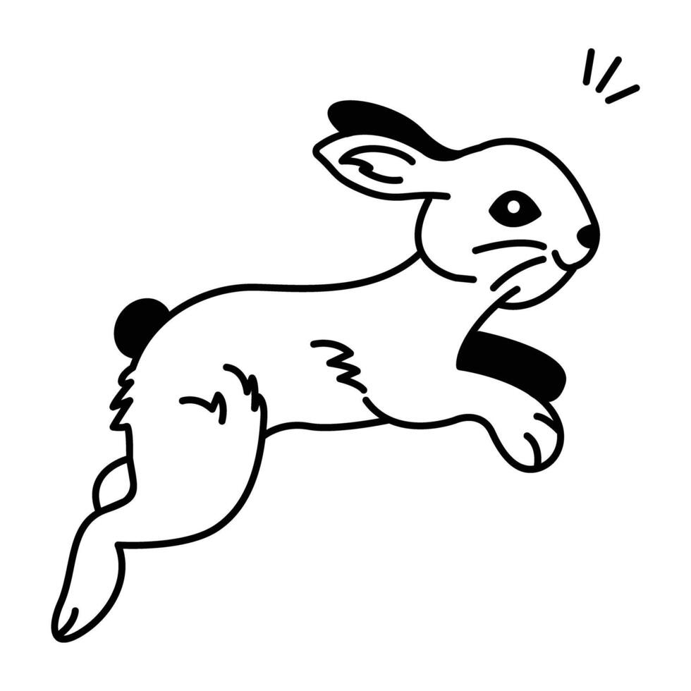 Doodle style icon of jumping rabbit vector