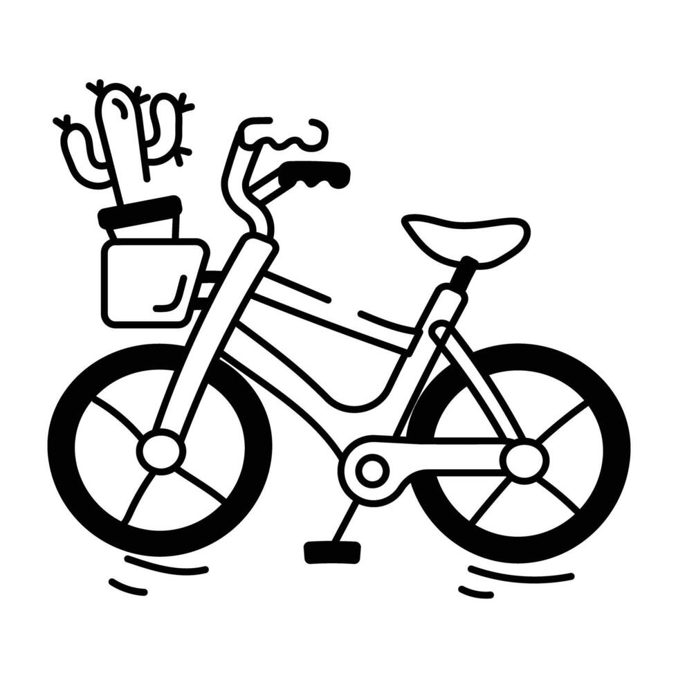 Drawing style icon of bucket bicycle vector