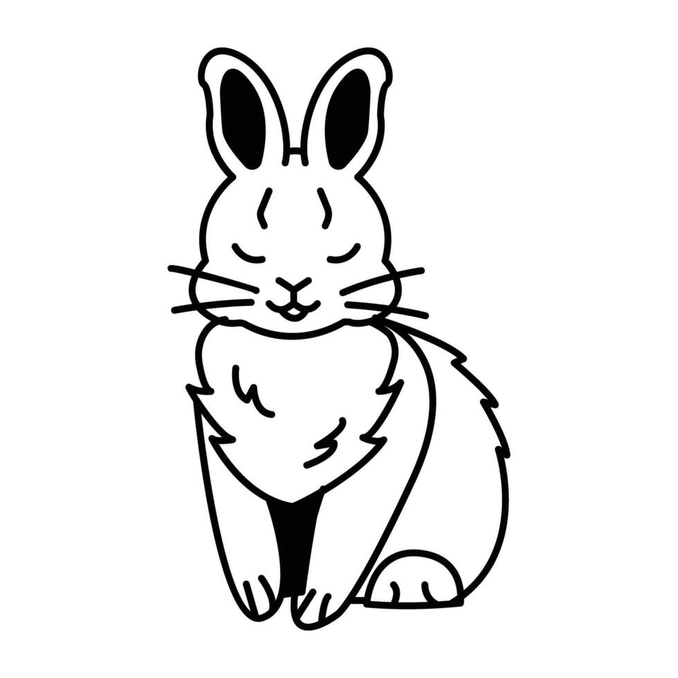 Doodle style icon of cute sitting hare vector