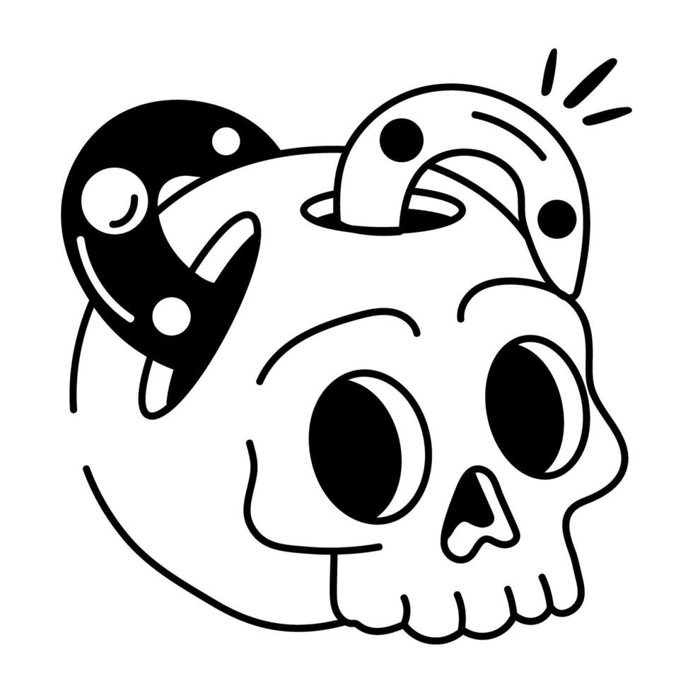 Hand drawn style icon of creepy cranium vector