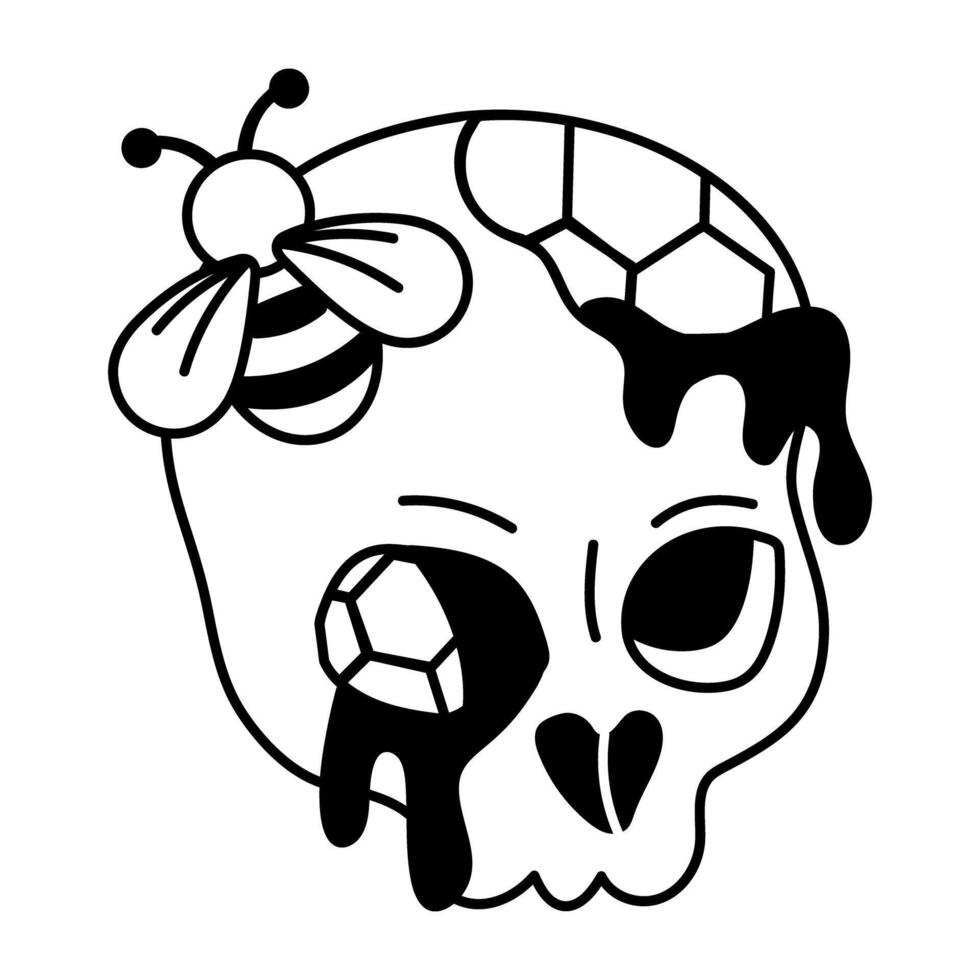 Hand drawn icon of halloween bucket with sweets vector