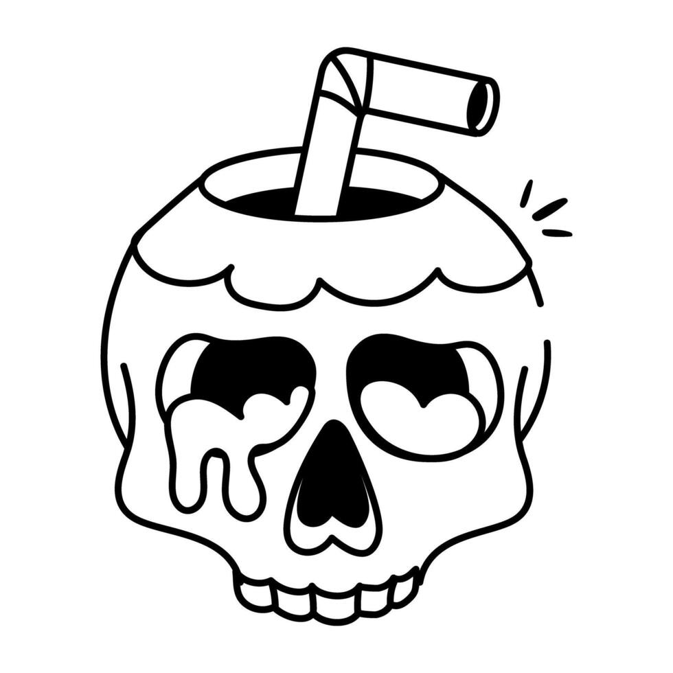 Hand drawn style icon of skull horror drink vector