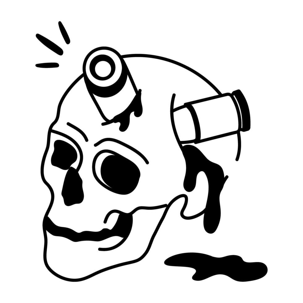 A doodle icon of bubble skull vector