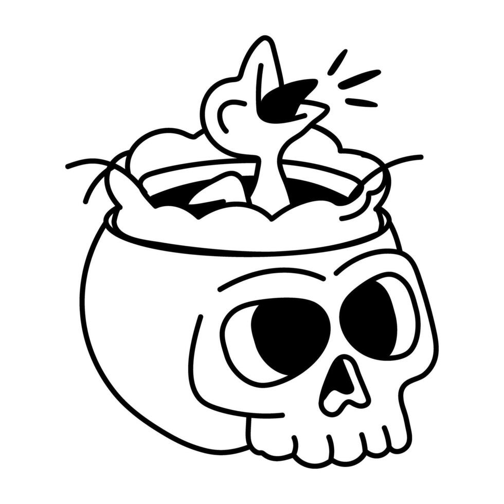 Hand drawn icon of spooky plant pot vector