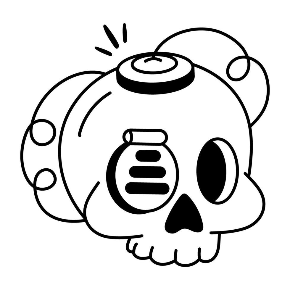 A doodle style icon of spooky skullcap vector