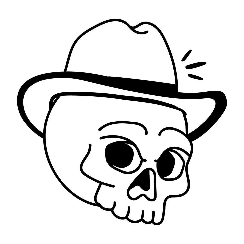 Cowboy skull icon designed in doodle style vector