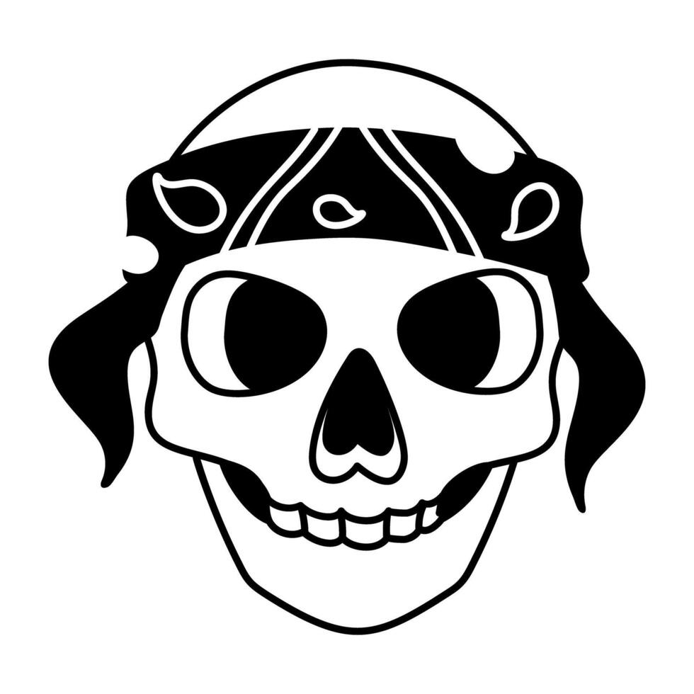 A drawing style icon of skull bandana vector