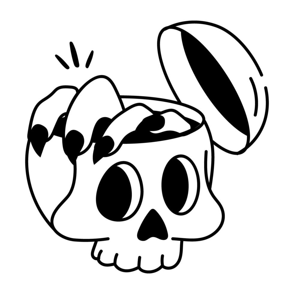Doodle style icon of scary skull vector