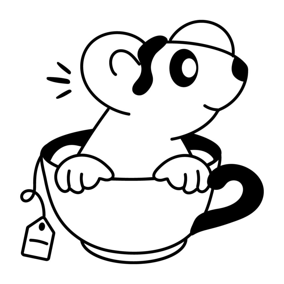 Comic style icon of rat cup vector