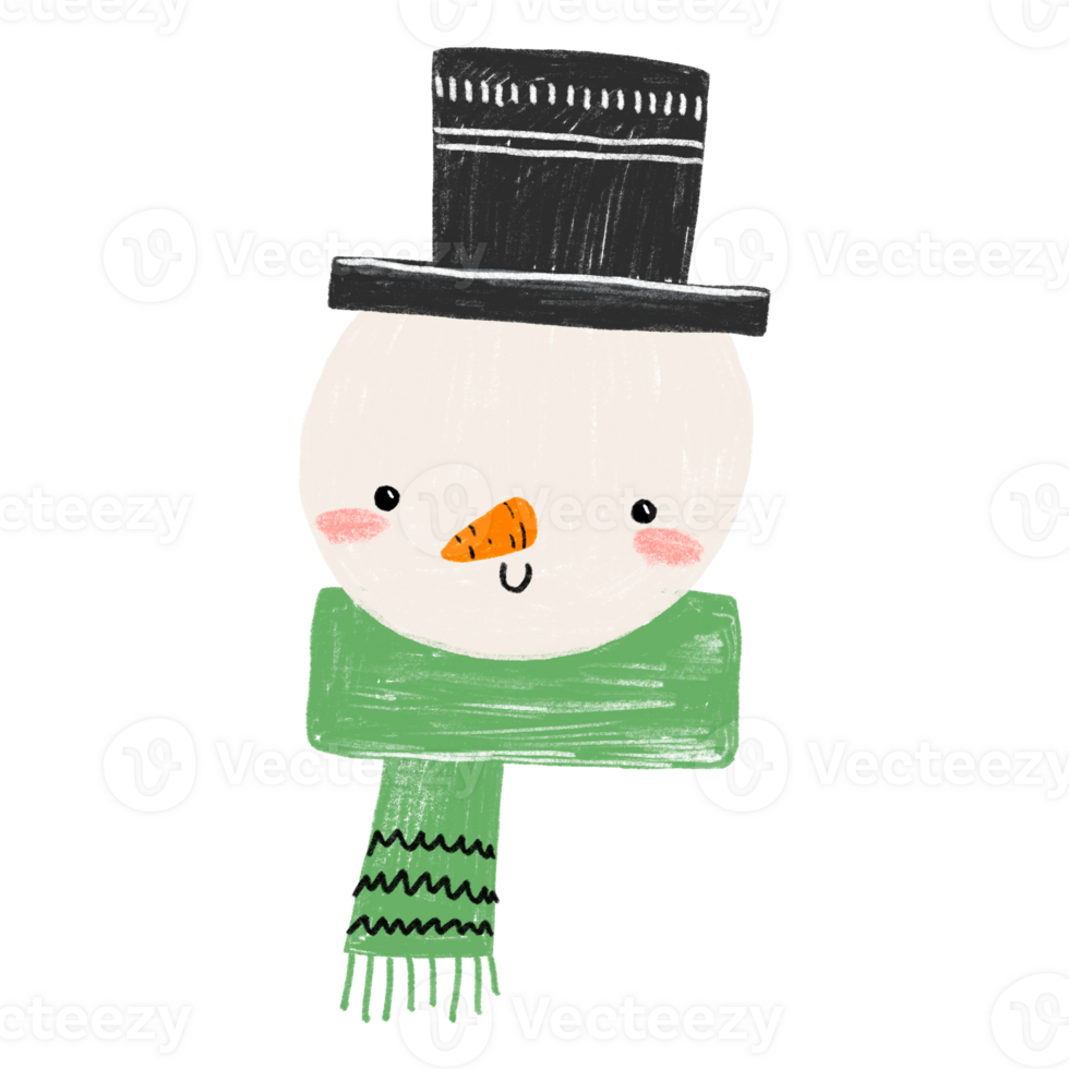 Cartoon fairytale snowman. Winter card. Happy new year and merry christmas. Children's illustration on isolated background png