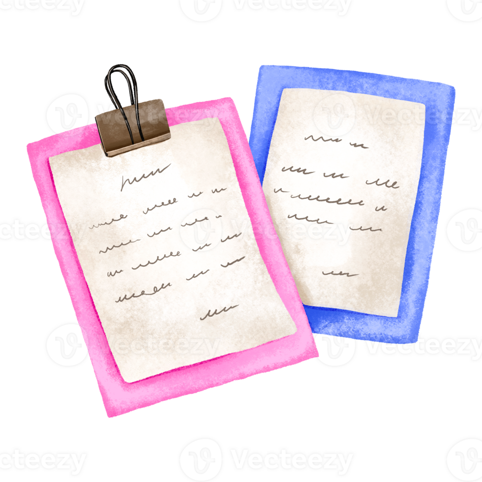 Folder with notes and notes. Back to school. Hand drawn illustration on isolated background png