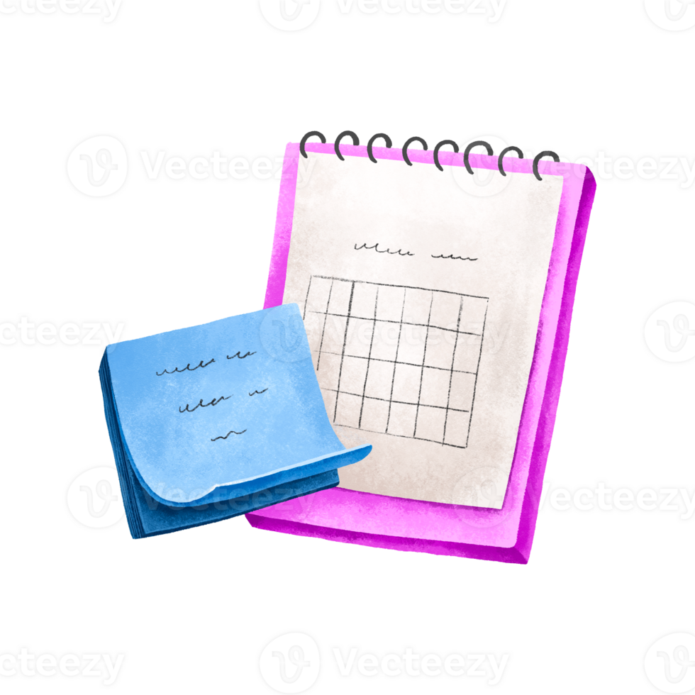 Calendar and sticker. Hand drawn illustration on isolated background png