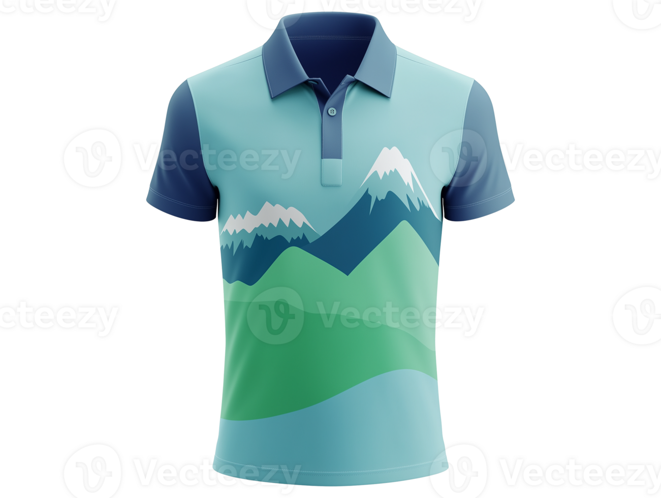 A polo shirt with mountains and trees png