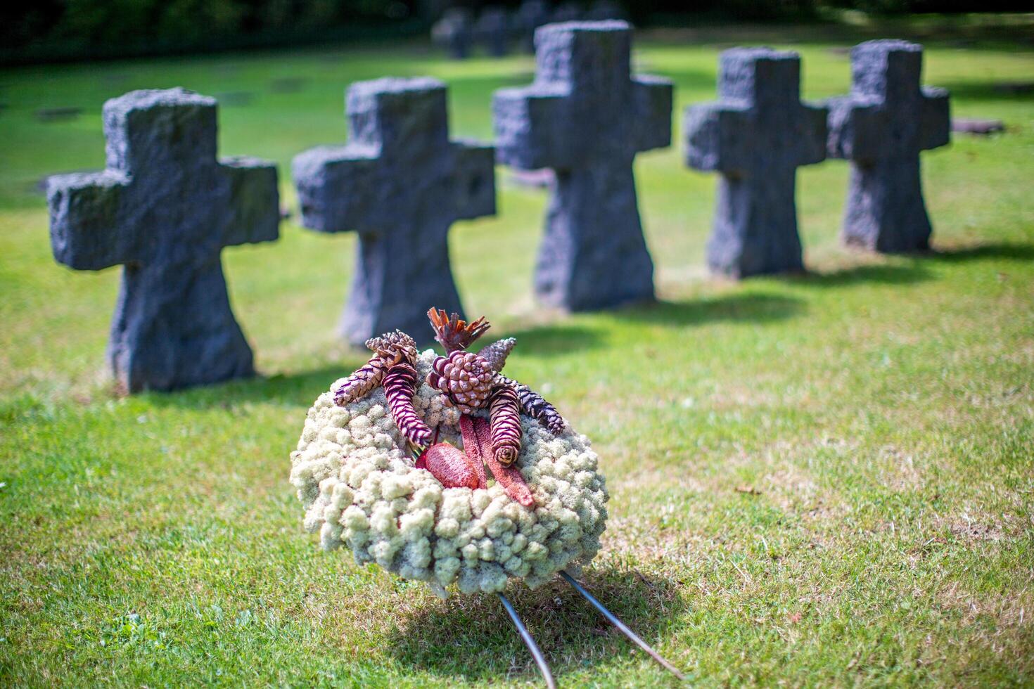 Normandy, France, 08 07 2014, German Military Cemetery in Normandy, France with Memorial Wreath photo