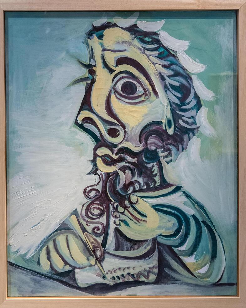 Seville, Spain, 02 03 2007, Bust of a writing man, by Pablo Picasso 1971 photo