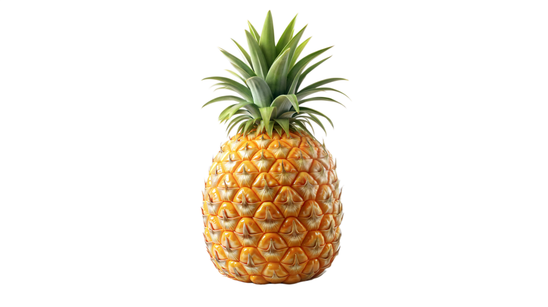 Fresh pineapple fruit isolated with leaves, transparent background for graphic use png